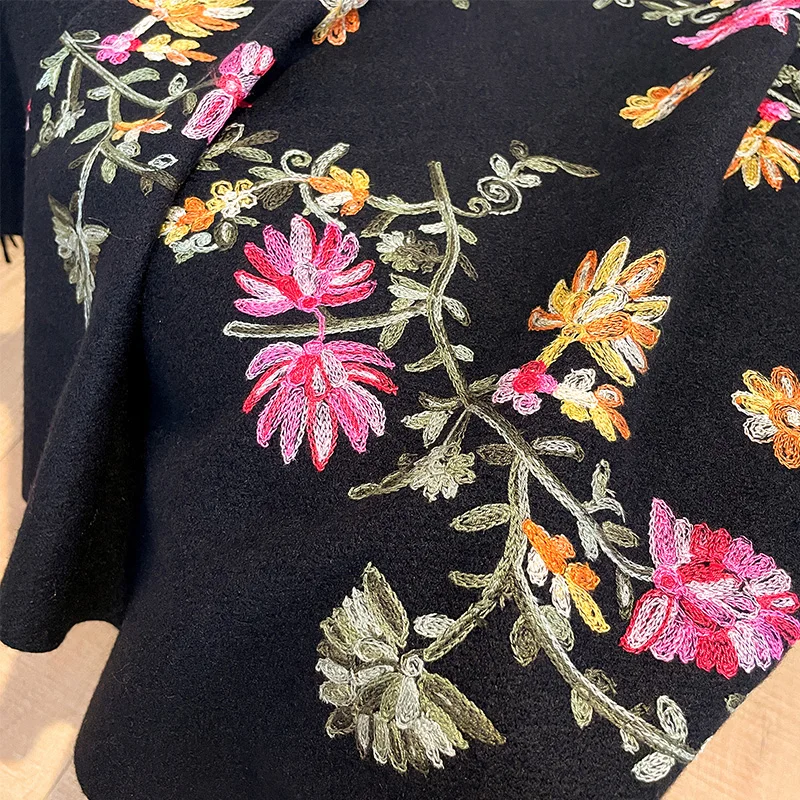 女性用刺embroideryスカーフ,長くてフリンジのあるスカーフ,柔らかい毛布,厚くて暖かい首のパシュミナ,女性用ショール,ブランドファッション,冬,2022