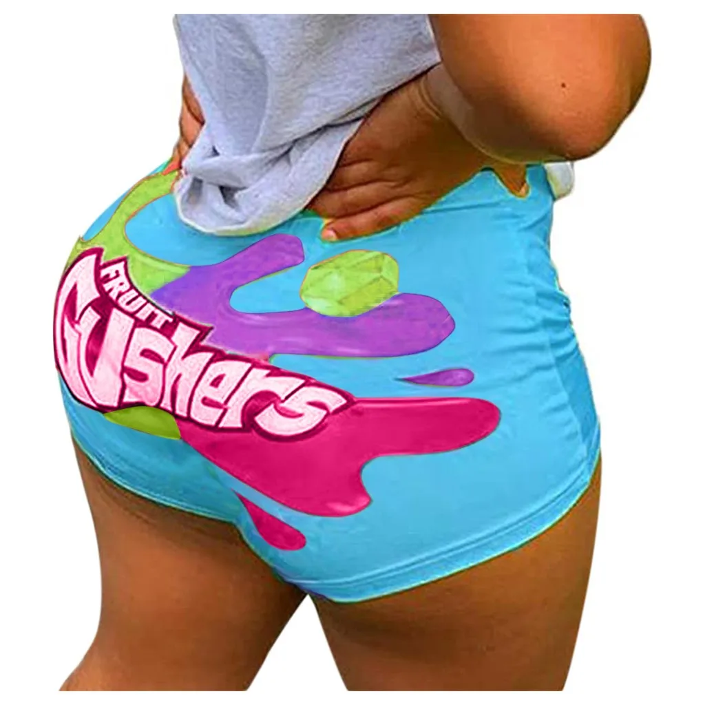 Fruit Gushert Print Women Yoga Shorts Push Up Butt Lift Mini Hot Short Pants Booty Shorts Gym Clothes Sexy Sports Workout Pants