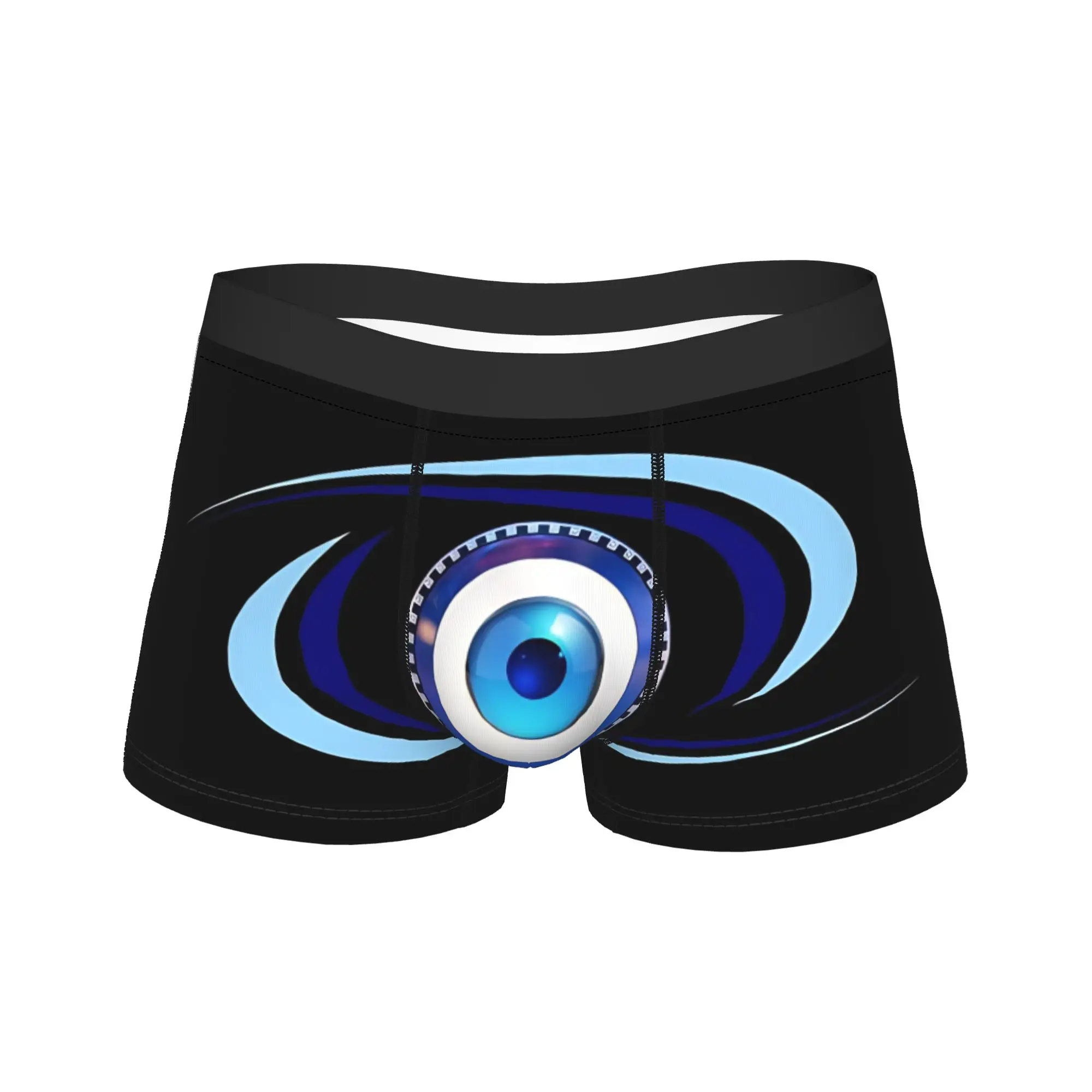 Mati Evil Eye Light Blue Greek Keys Underwear  Men Boxer Brief Comfortable Trunk Hot Sale Custom DIY Plus Size Panties