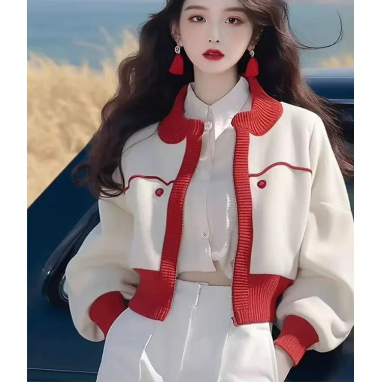 2025 neue Herbst Weiß Amerikanischen Sle ort Baseball Jaet frauen Mantel Frühling Herbst Sle Kleine Größe Damen Jaet
