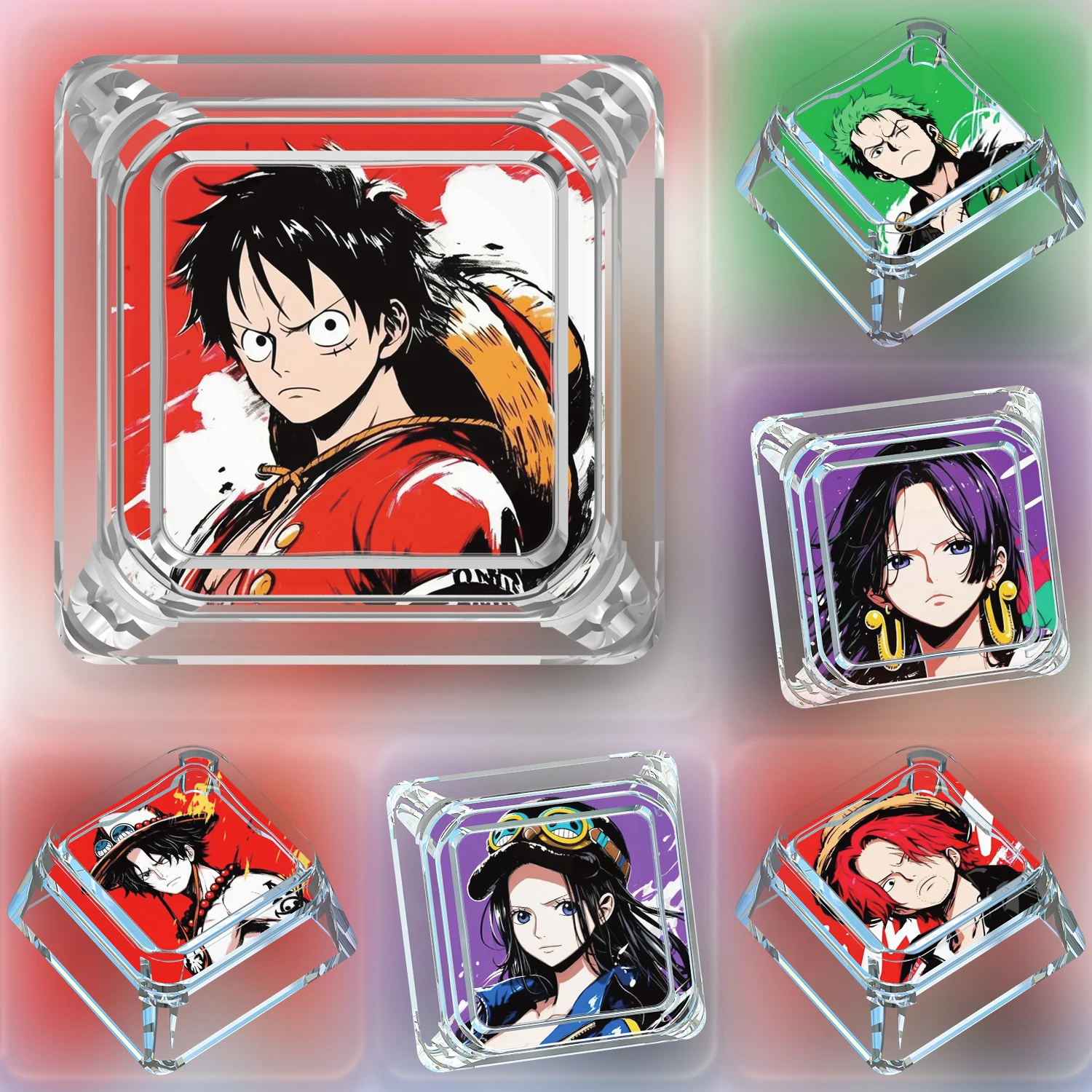 10종 원피스 로로노아 조로 기계식 키보드 키캡 루피 투명 광투과 기계식 키캡 선물 장난감