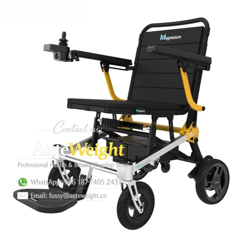 New the Smallest Foldable Size in the World Lightweight Folding Magnesium Alloy Electric Wheelchair