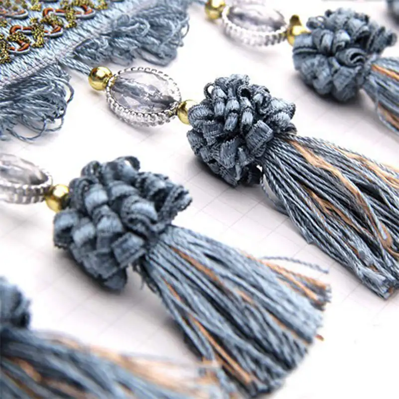 1 Meter Pom Pom Curtain Fringe Trim Beads Ball Tassel Sewing Ribbon Upholstery Diy Curtain Cushion Tablecloth Fabric