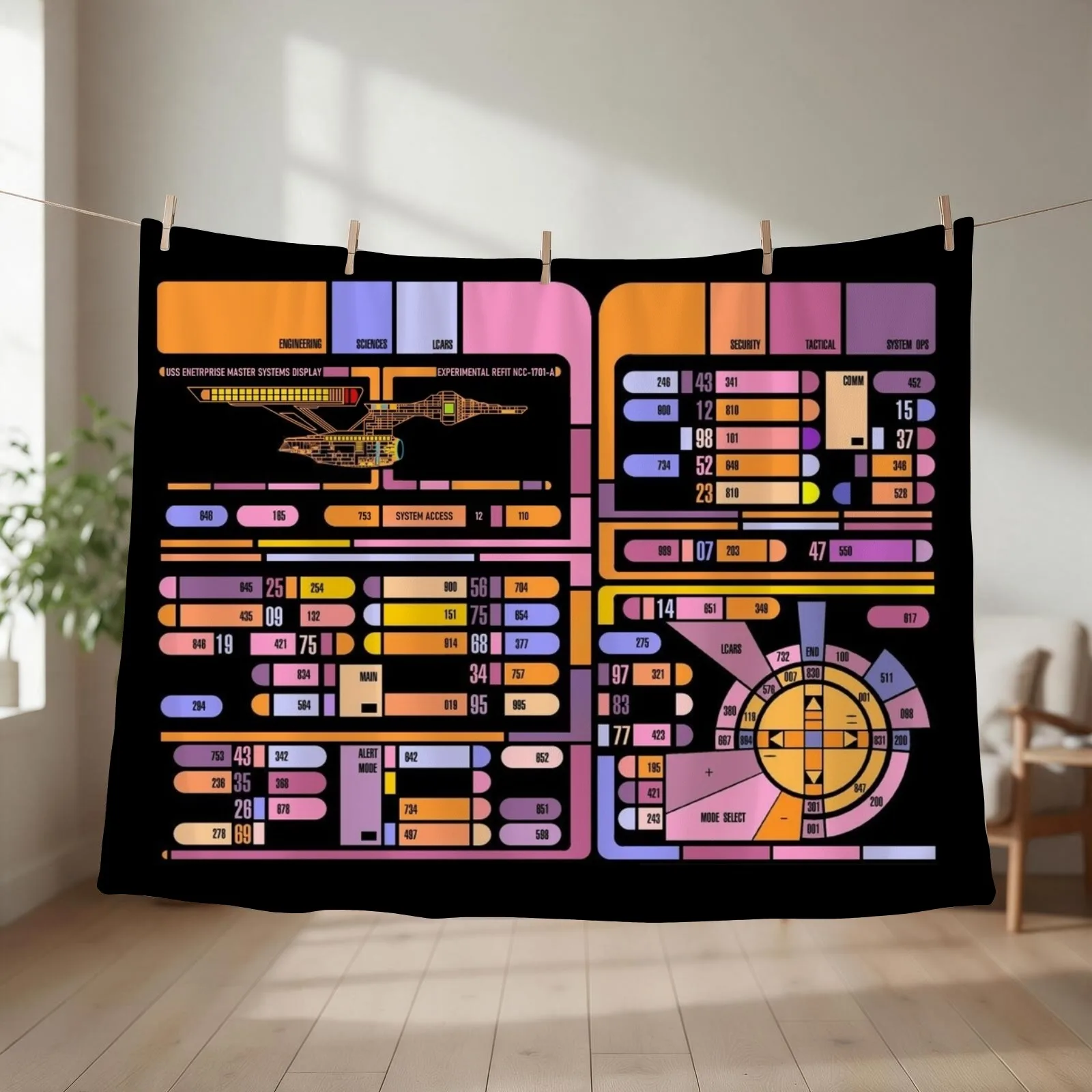 TNG Interface Space Future Control Panel Throw Blanket couch cozy soft plush fuzzy picnic outdoor blanket