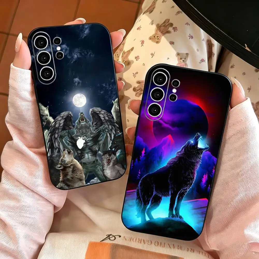 Capa de Celular Alpha Sigma Wolf Cool para Samsung S25, S24, S21, S22, S23, S30, Ultra, S20, Plus, FE, Note, 10, 9, 5G - Capa Preta