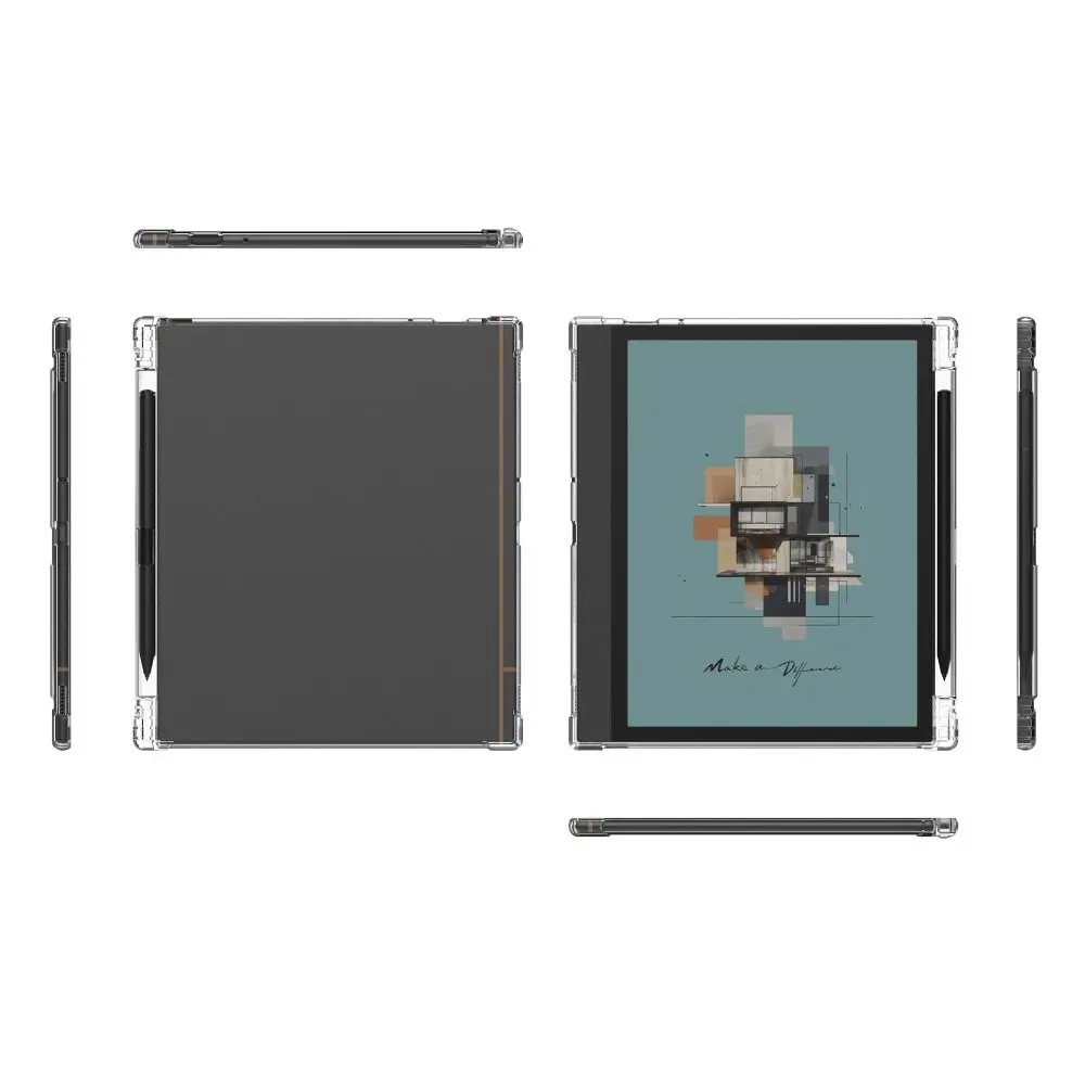 Transparent E Ink Tablet Case with Pen Holder Shockproof e-Reader Cover Soft TPU for Boox Palma/Note Air 3 C B/W Tab 10C