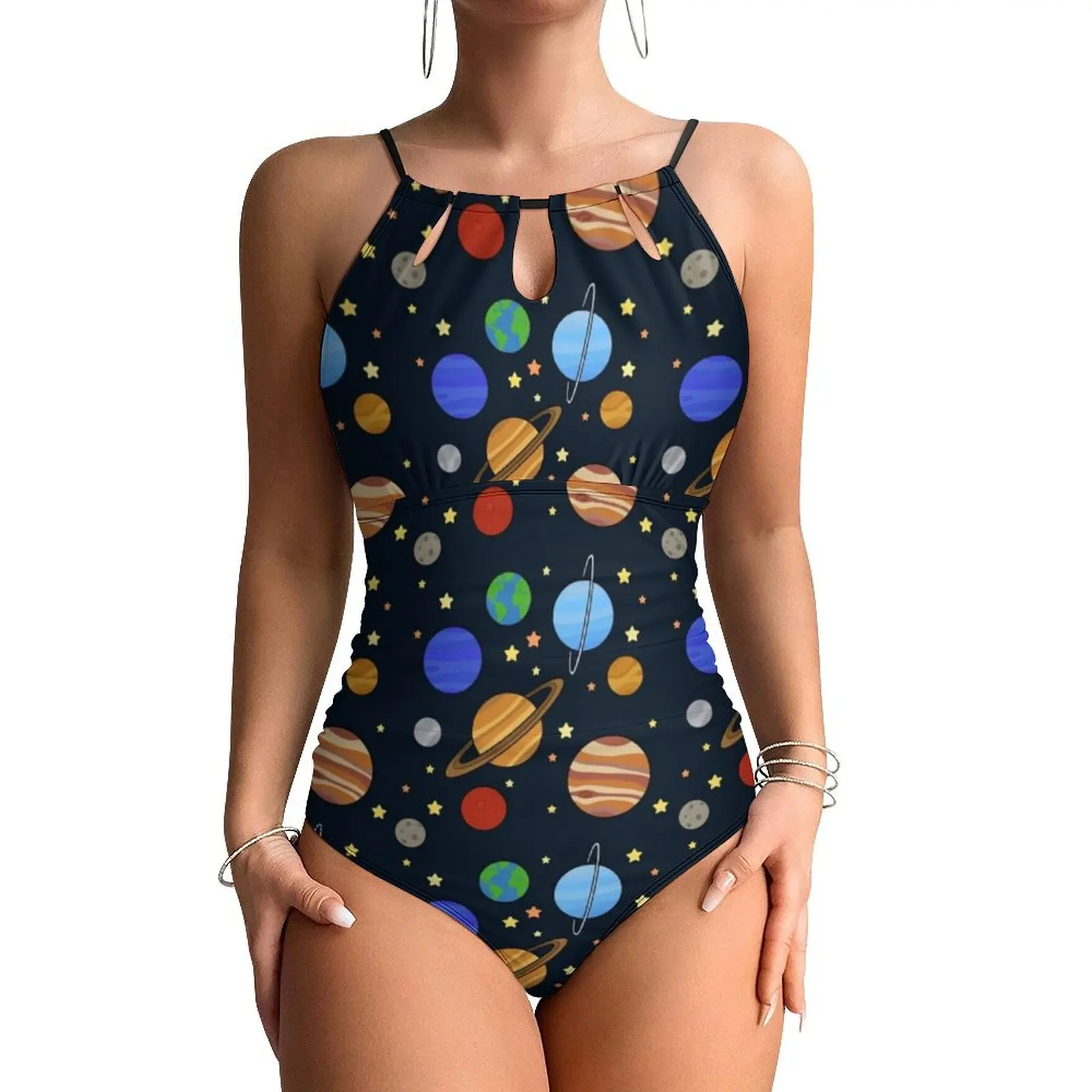 Galaxy Sky Print Swimsuit Solar System Push Up Swimwear One Piece Sport Bathing Suits Bodysuit Sexy Beach Outfits Plus Size