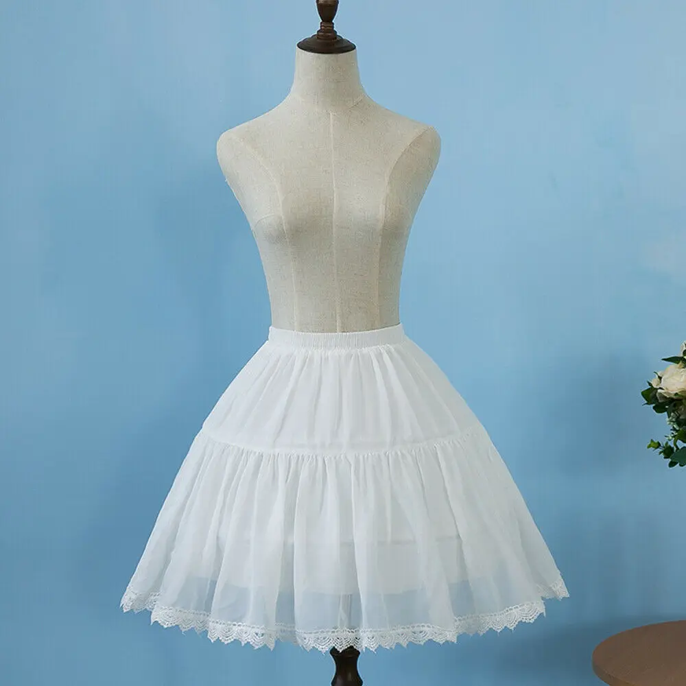 Lace Crinoline Underskirt Petticoat Hoop Dress White Bustle Cage Adjustable