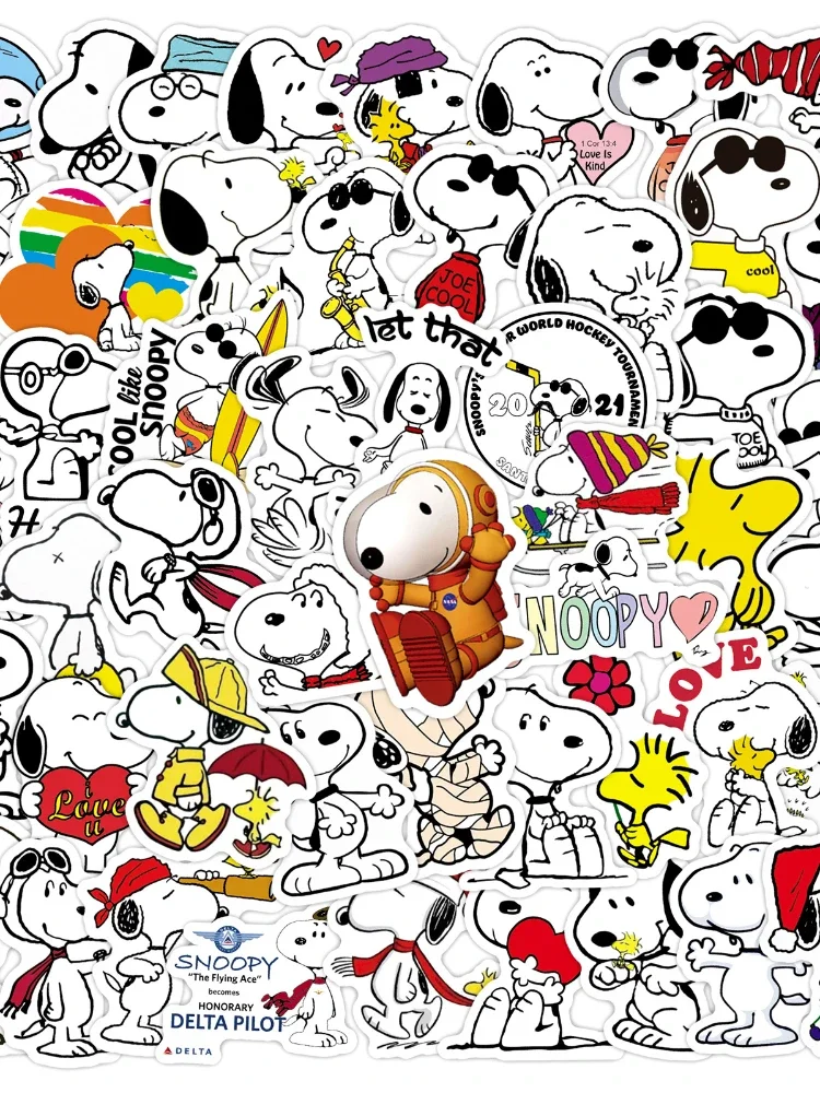 50Pcs Snoopy Anime Stickers Cartoon Dog Graffiti Water Cup Luggage Laptop Handbook Waterproof Sticker Cheap Kawaii Stationery