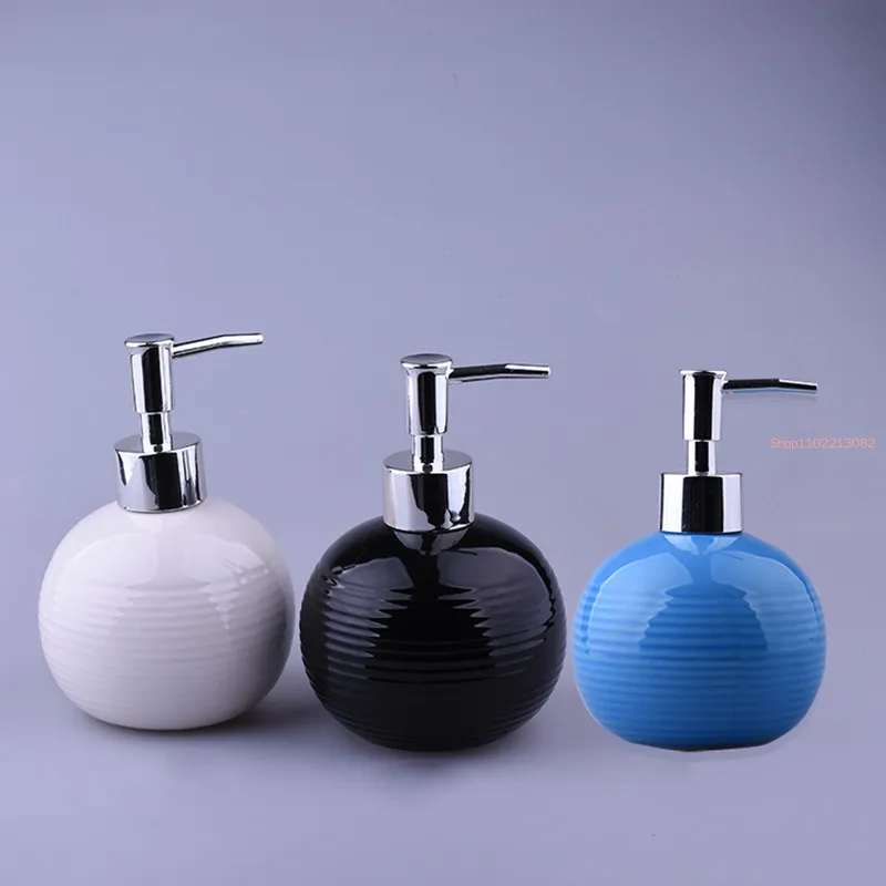 350ml Liquid Soap Bottle Ceramics Round Shape Sanitizer Bottles Household Hand Sanitzer Holder Kitchen Bathroom Accessories