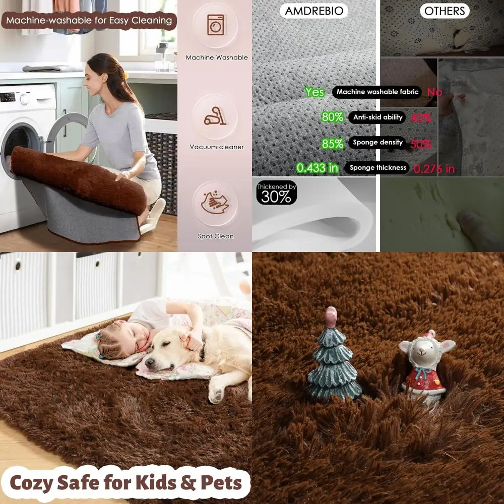 

5x7 Soft Shaggy Rug for Living Room, Bedroom, or Kids' Playroom - Aesthetic Decor for Home