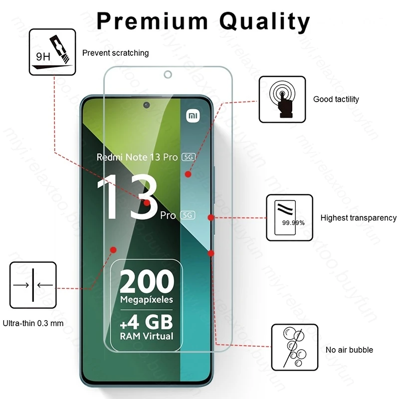 8To1 Camera Protective Glass For Xiaomi Redmi Note 13 Pro 5G Screen Protector Tempered Glass HD Film Redmy Remi Note13 Pro 4G 5G