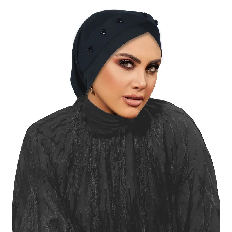 

Indian Beads Turban Headscarf Hat Forehead Cross Beanies Bonnet Muslim Hijab Headwear Women Chemo Cap Hair Loss Turbante Mujer