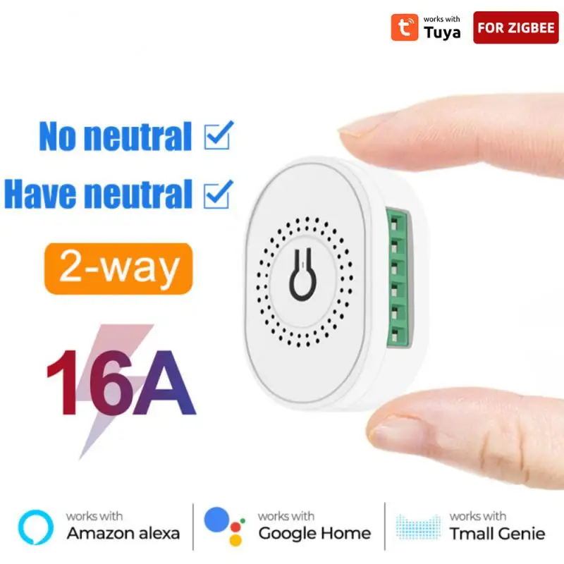 16A Mini Zigbee Smart Switch Support Neutral Wire And No Neutral Wire Tuya Smart Life APP Control Works With Alexa Google Home