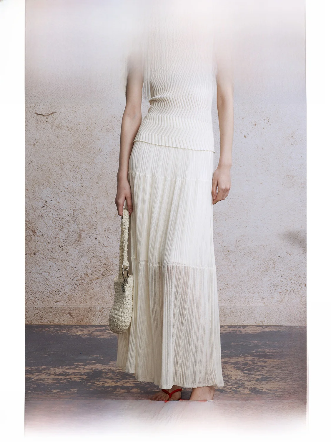 

Белая вязаная юбка Ele с вырезами, средней длины, А-силуэт, из смесового хлопка, повседневная, с высокой талией, для женщин