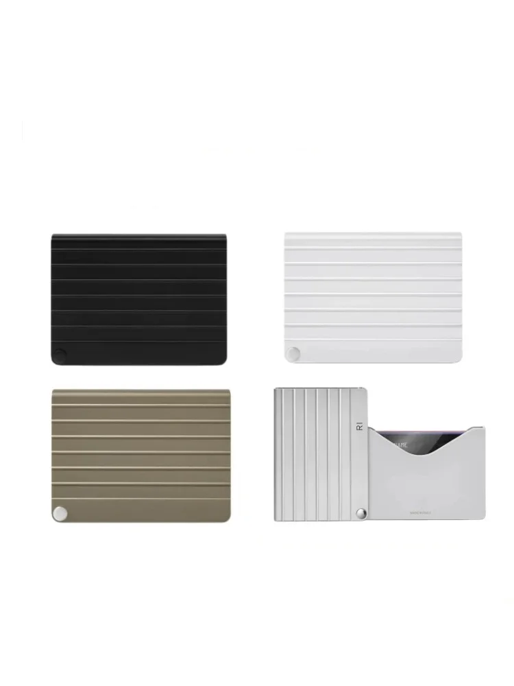 Luxury Lightweight Striped Aluminum Card Holder Minimalist Metal Wallet Portable Credit ID Business Card Storage Case