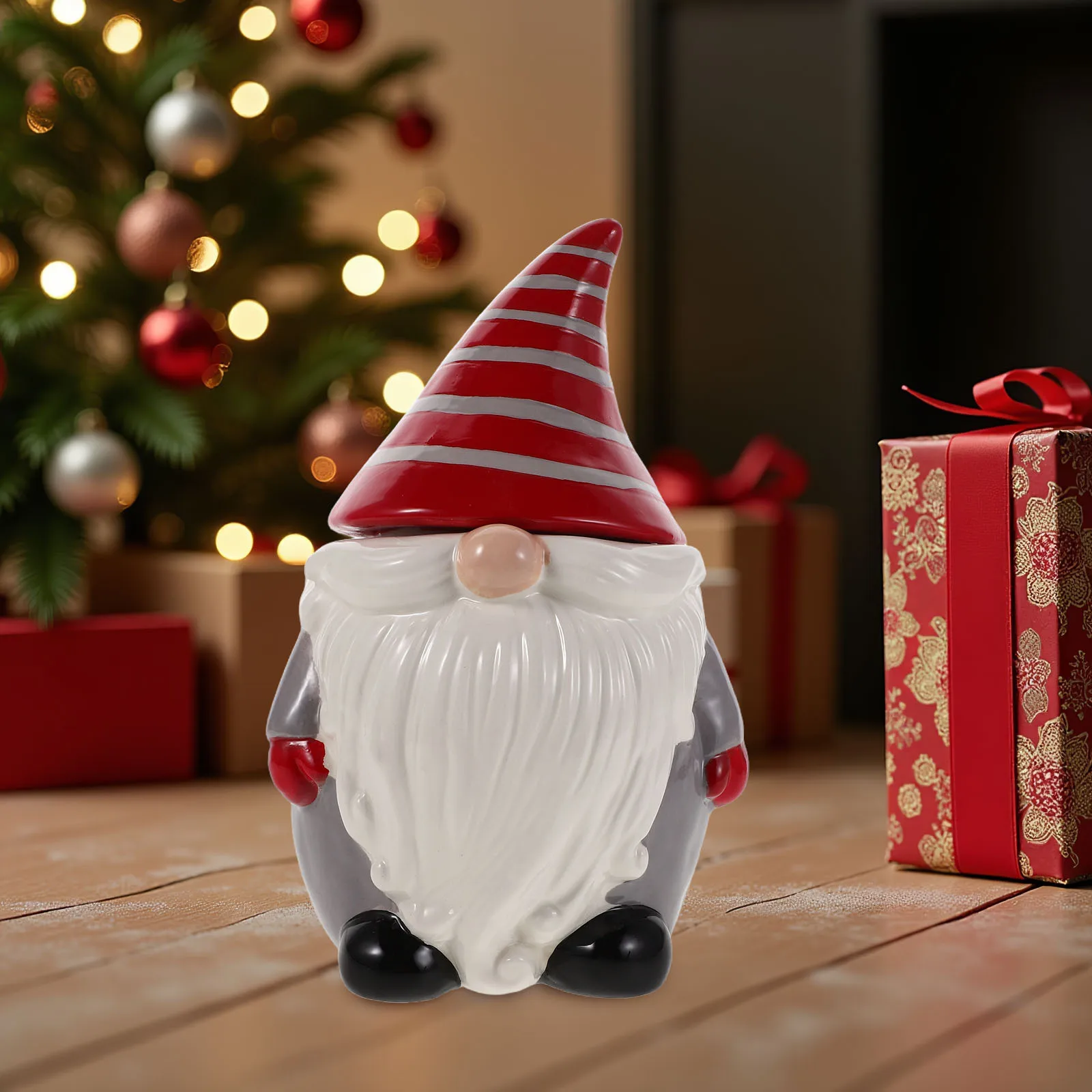 

Ceramic Christmas Gnome Jar Lid Festive Candy Cookies Biscuits Sweets Holiday Decor Gift Container Cookie Jar with Lids