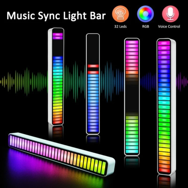 Smart LED Light Bars RGB Music Sound Control Pickup Rhythm Ambient Lamp Atmosphere Night Lights for Bar Car Room PC Gaming Decor