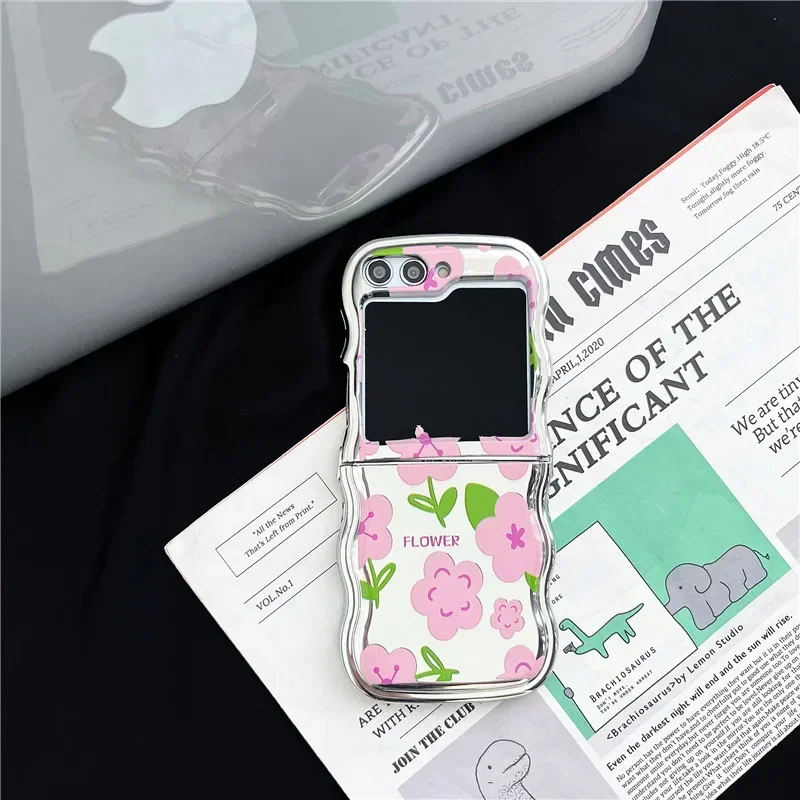 

Pink White Flower Phone Case for Samsung Galaxy Z Flip 6 5 4 3 Protective Back Cover for ZFlip4 ZFlip5 ZFlip6 Case Shell