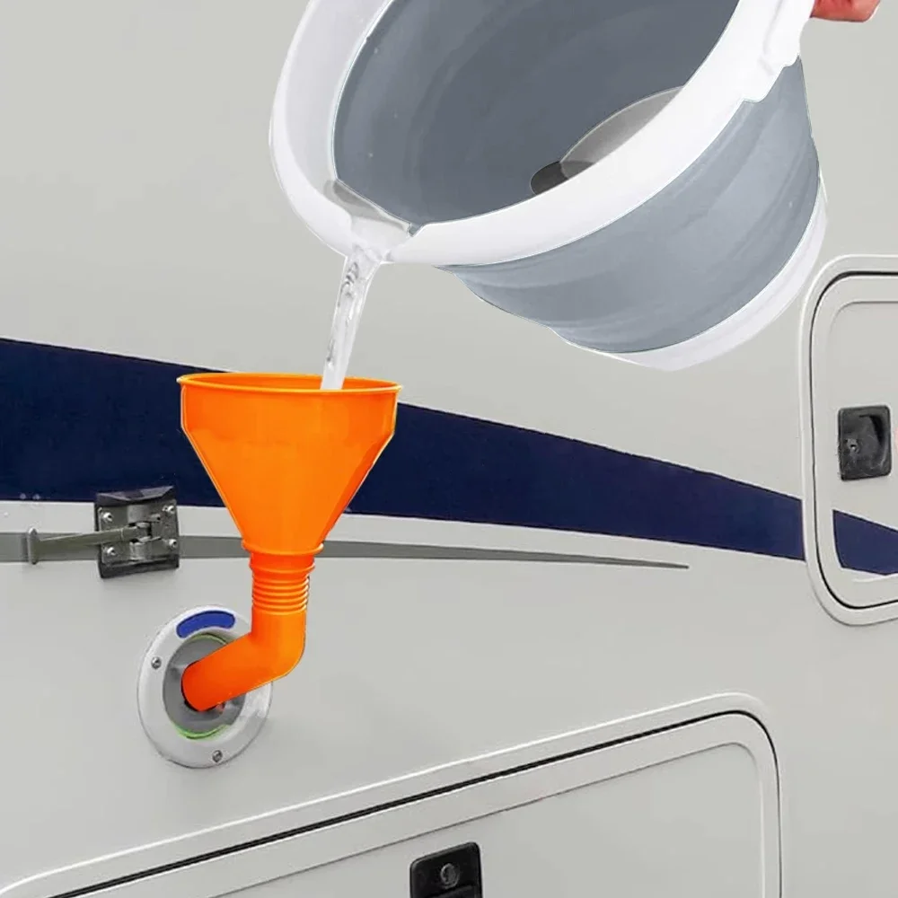 Motorhome Water Funnel Filler Toilet Flush Filler Funnel & 10l Collapsible Folding Silicon Bucket For Caravan Campervan