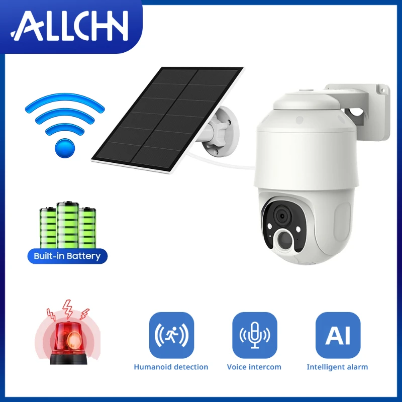 ALLCHN 3MP Wireless Wufi Solar Camera Outdoor High-definition Home Low-power 360 Wireless Wifi Camera Solar Surveillance Camera