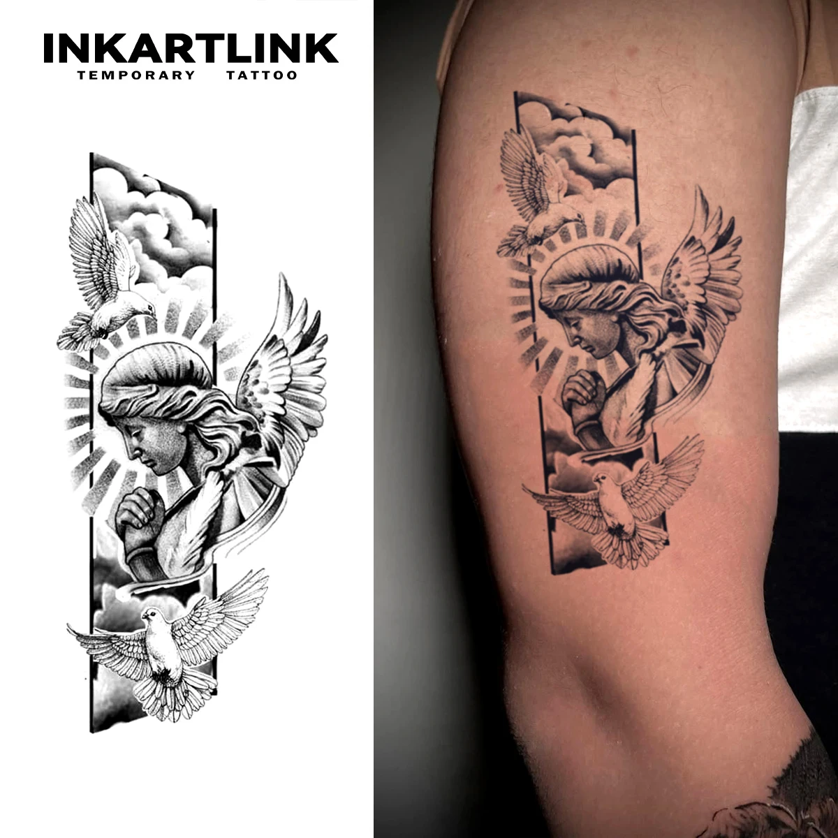 Engel Temporäres Tattoo, Haben bis 15 Tage, neue Technologie, magischer, wasserfester, semi-permanenter Aufkleber.