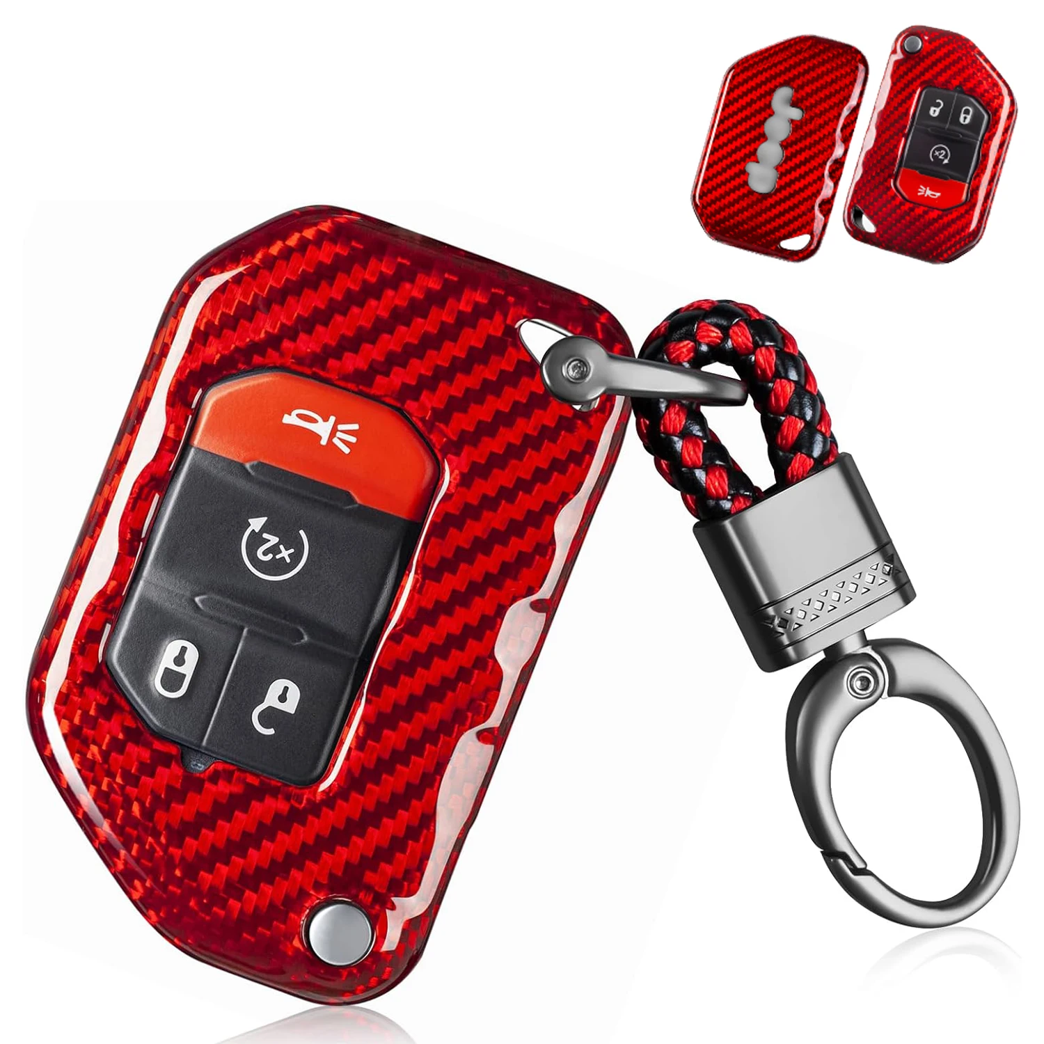 

Key Fob Cover with KeyChain for Jeep Wrangler JL JLU Rubicon Sahara JLU Gladiator JT Keyless Entry Accessories 2024 Key Case