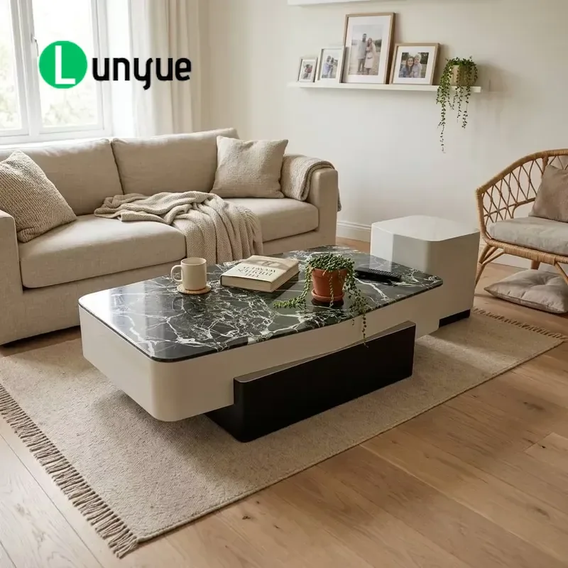 Modern Grey MDF Rectangular Coffee Table Set 150cm Durable Square Living Room Furniture