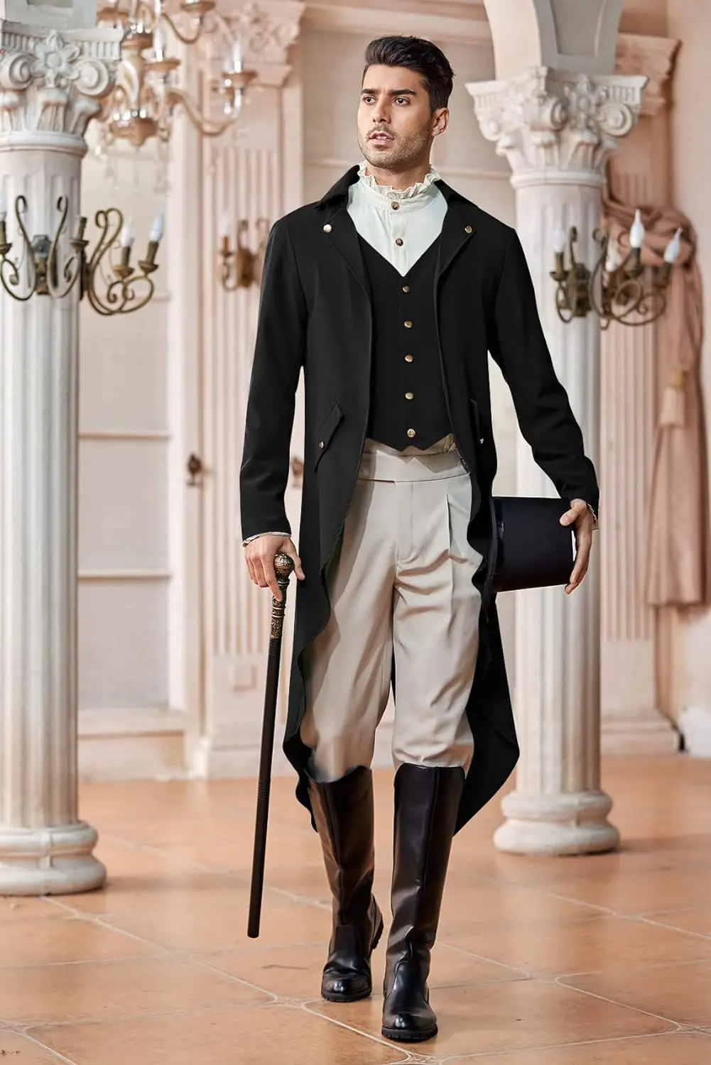 Mens Steampunk Gothic Jacket Victorian Tailcoat Vintage Halloween Costume Tuxedo Coat Uniform view 4