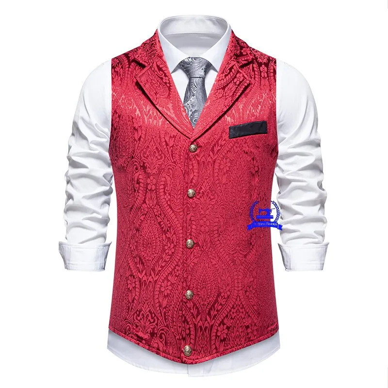 Мужской жилет с принтом, жилеты с принтом пейсли, 3-цветные костюмы, жилет с V-образным вырезом, жилет с лацканами