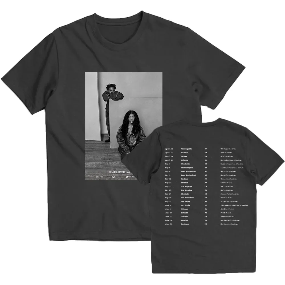 Kendrick Lamar X SZA GrandNational Tour 2025 Tshirts GNX Album Graphic Print T-shirt Cotton Summer Soft Tee-shirt Unisex Men Top