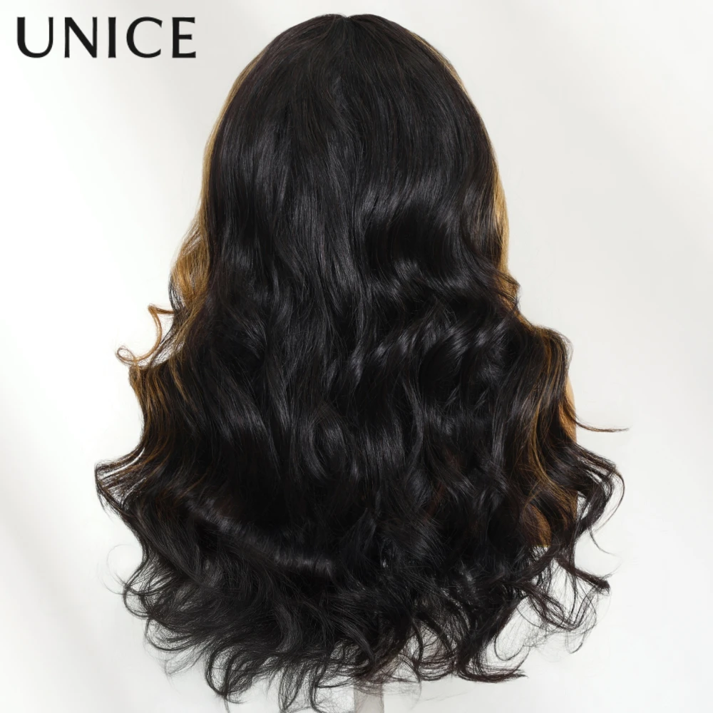 UNice Hair Bionda Caramello Evidenzia Parrucca Dell'onda Del Corpo 7x5 Pre Cut Pre Candeggiata Parrucca Glueless Capelli Umani Pronti Da Indossare Densità 150%