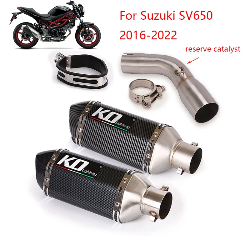 

For Suzuki SV650 2016-2022 Slip On Motorcycle Exhaust System Middle Connect Link Pipe 51mm Mufflers Tip Silencer With DB Killer