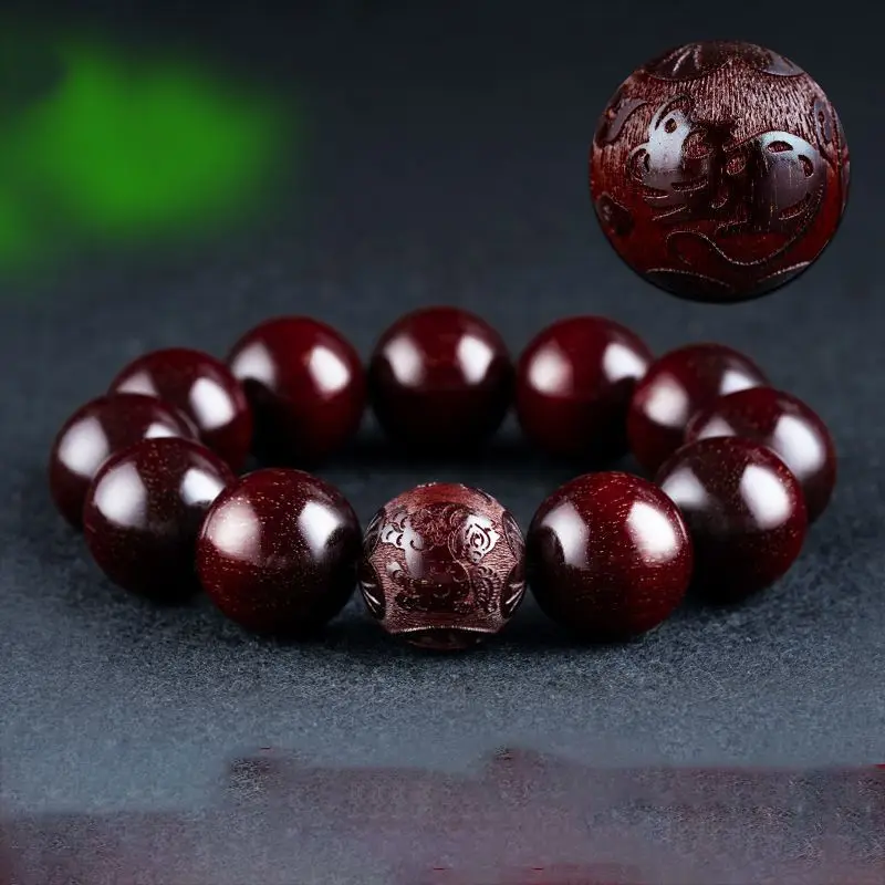 

Six-character Mantra Indian Lobular Rosewood Bracelet Sandalwood Carving 2.0 Men And Women Playing With Buddha Beads Rosaries