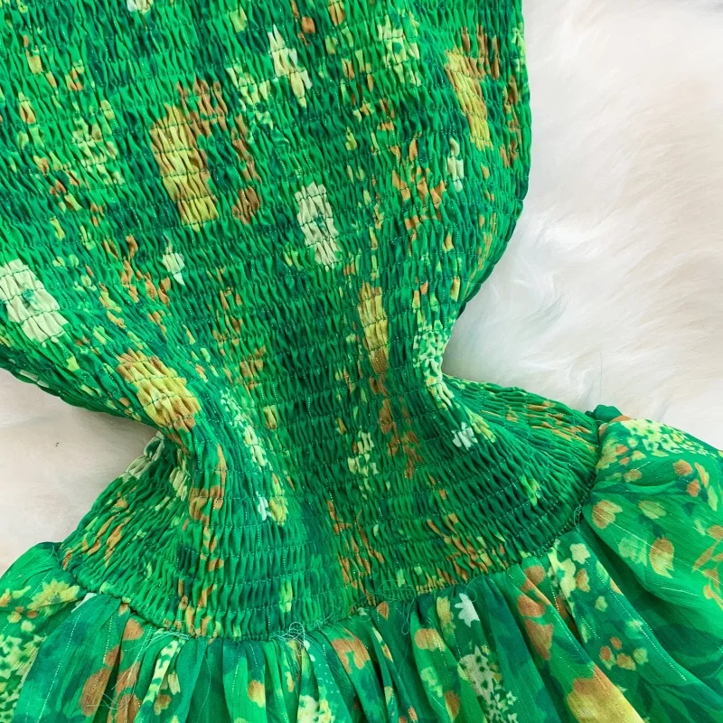 Moda floral impresso plissado em camadas vestido de verão roupas femininas sem alças vestido de baile maxi vestidos longos festa de aniversário vestido sexy