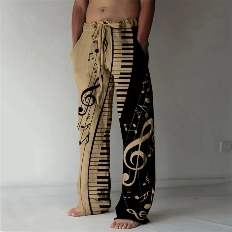 Sommer Strand hose Herren einfache lässige Hose mit weitem Bein 3D-Druck Musik Mode Hose mit weitem Bein Hawaii-Stil Hose