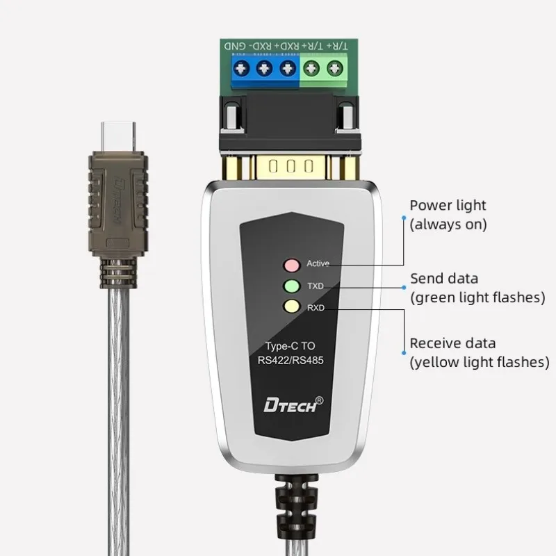 DTECH 2m USB TYPE-C オス-オス RS485/RS422 オス シリアル変換アダプターケーブル