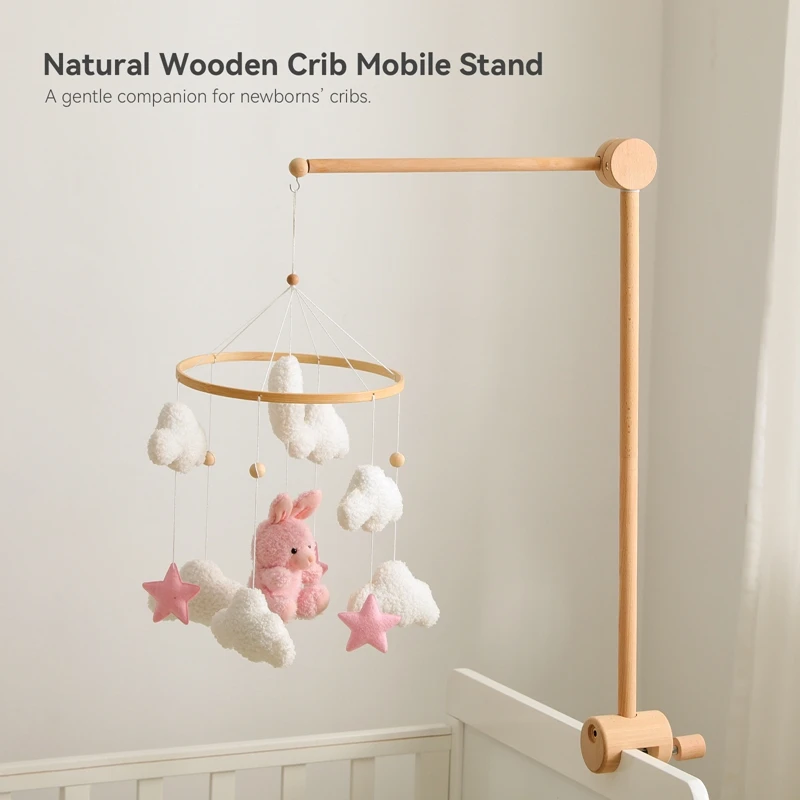 Nuova staffa per campanello in legno per bambini 0-12 mesi Mobile in legno appeso sonaglio porta giocattoli accessori decorativi staffa per braccio regalo per bambini