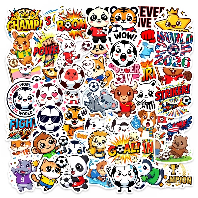 

50PCS Cartoon Animal Football PVC Sticker Aesthetic Colored DIY Sticky Decoration Scrapbooking Hand Accounting Supplies