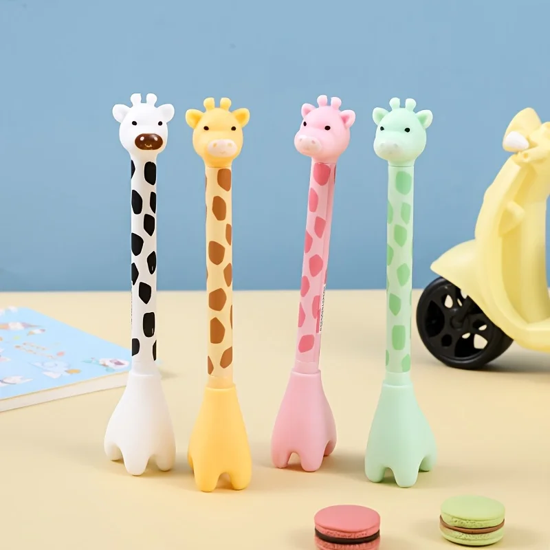 4 stücke Nette Giraffe Stift Cartoon Tier Gel Stifte Kreative Basis Design Geburtstag Party Favors Student Schreibwaren Zufällige Farbe