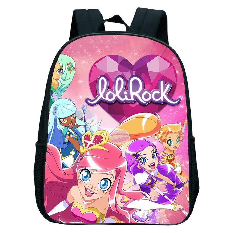 Kids Backpack with LoliRock Printing School Bag for Girls Boys 12 Inch Kindergarten Bags Kawaii Cartoon Backpack Toddler Bookbag