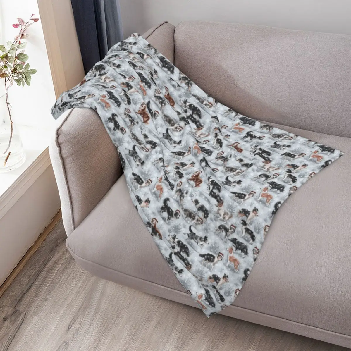 بطانية رمي كولي لحدود عيد الميلاد للتخييم تتحرك للأريكة بطانيات منقوشة على السرير الرقيق