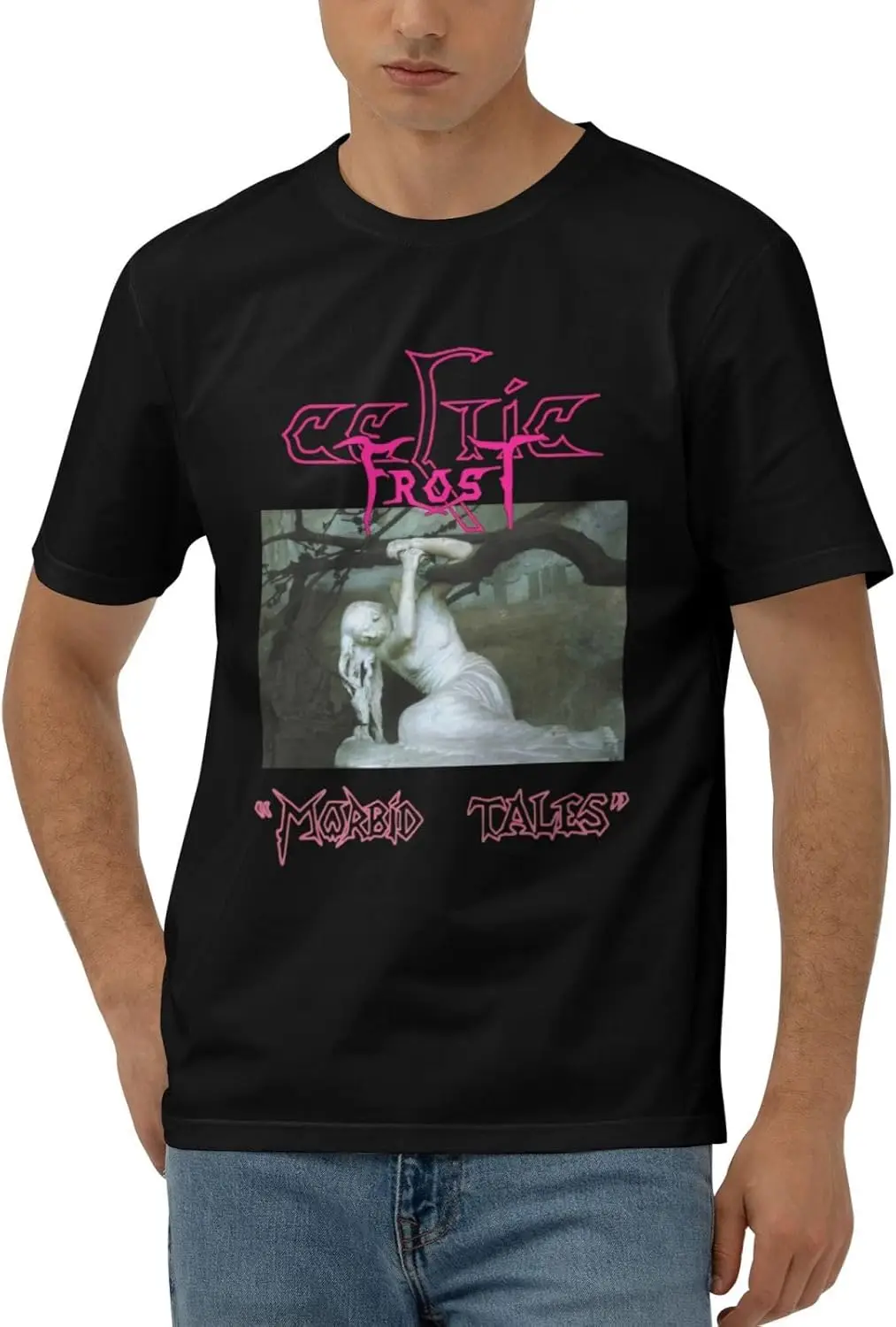 Celtic Music Frost Shirt for Men Short Sleeve Crew Neck Lightweight Casual T Basic Teetees Tops Black