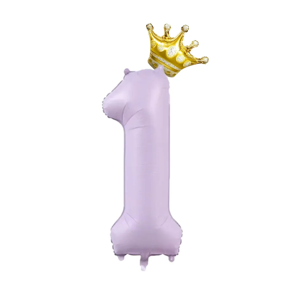 2pcs Gold Crown Foil Balloon 40inch Cream Purple Digit 0-9 Number Balloons 1 2 3 4 5 Years Old Birthday Party Decoration Balloon