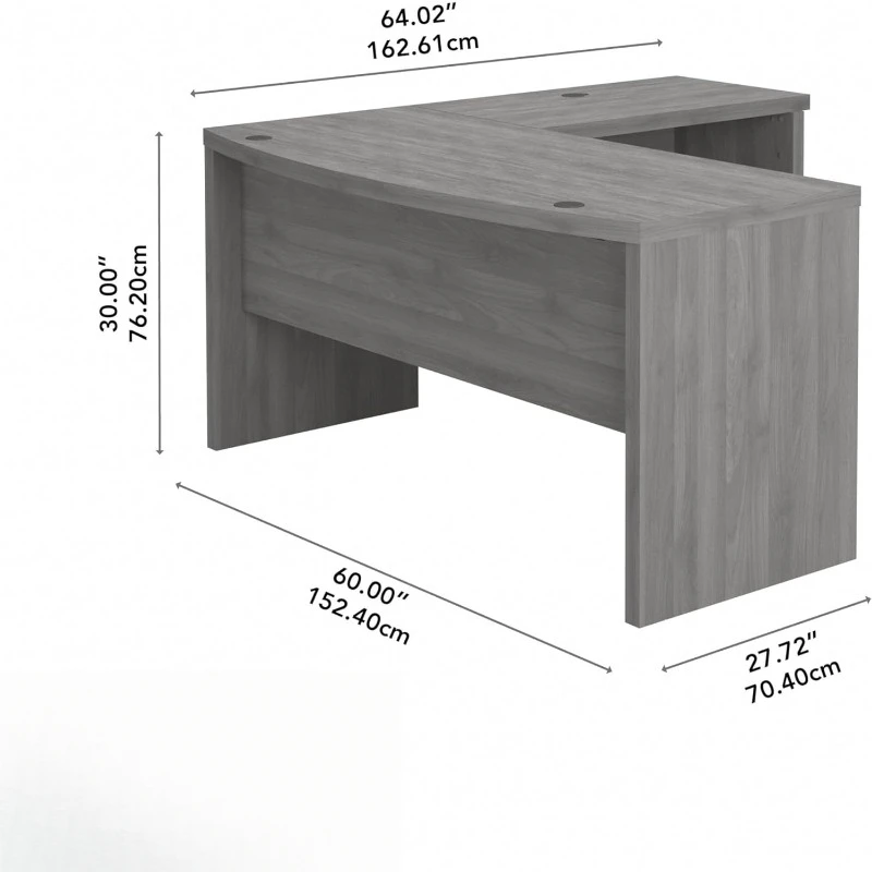 L Shape Bow Front Desk Charcoal Maple Modern Computer Desk Perfect for Home or Professional Workspace Style meets functionality