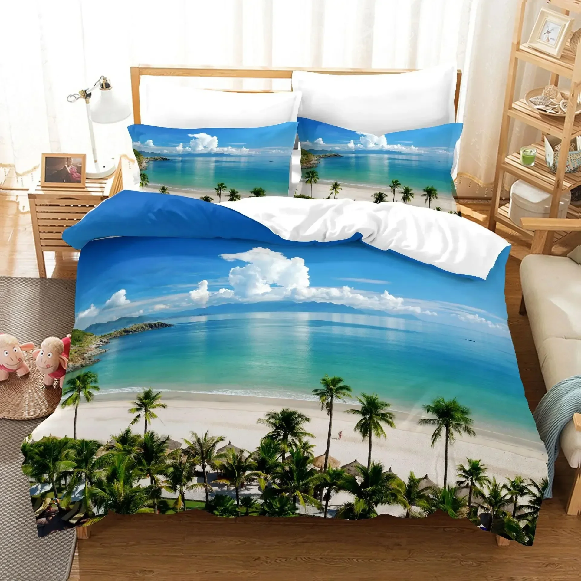 

3D Print Beach Scenery Comfortable Duvet Quilt Cover Pillowcase Bedding Set Children Bedroom Decoration Home Textile