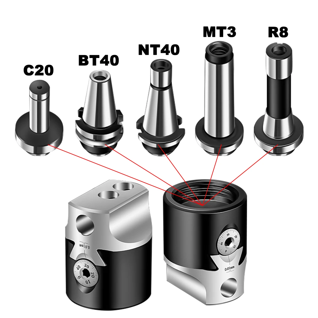 F1 Type Boring Head F1 2/3/4 Inch 50/75 MT2 MT3 MT4 MT5 BT NT R8 C20 Lathe Boring Bar Milling Holder Machine Tools Boring Cutter