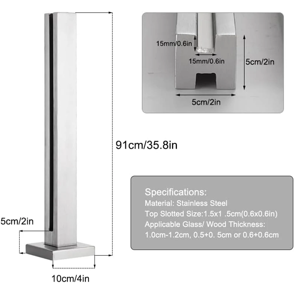 Imagem -04 - Vidro Trilho Post para Varanda Deck Escadas Adicionar Corrimão Cannot Aço Inoxidável 304