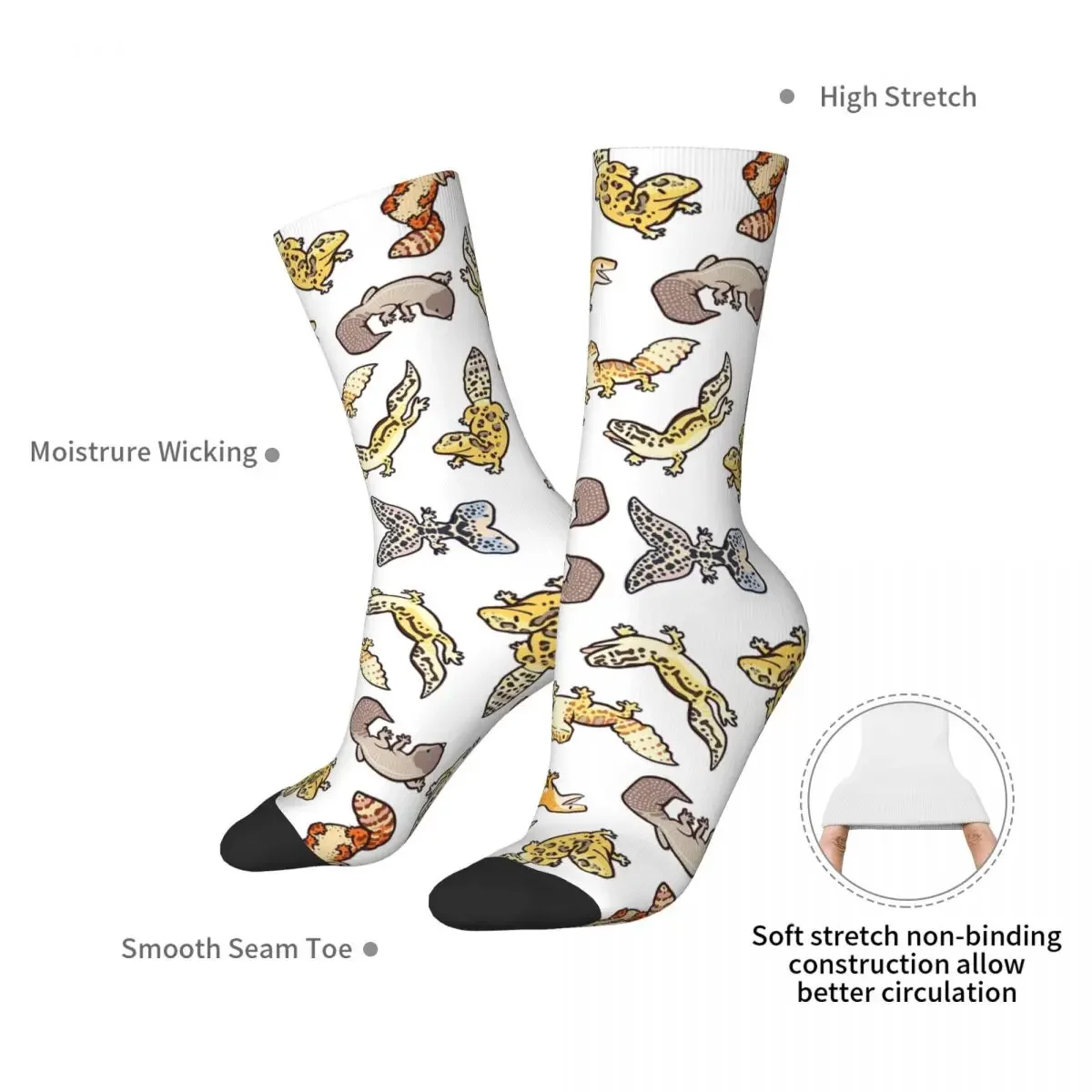 Chub Geckos In Dark Grey Socks Harajuku High Quality Stockings All Season Long Socks Accessories for Unisex Gifts