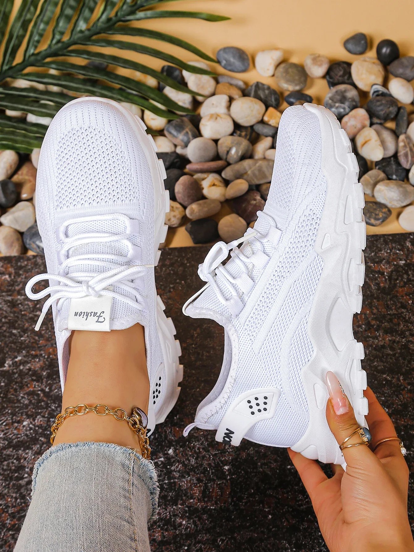 Atmungsaktive Strick-Sneaker, Modische, Bequeme, Rutschfeste Schuhe mit Weicher Sohle für Damen, Outdoor-Wanderschuhe, Kostenloser Versand – Detail 5